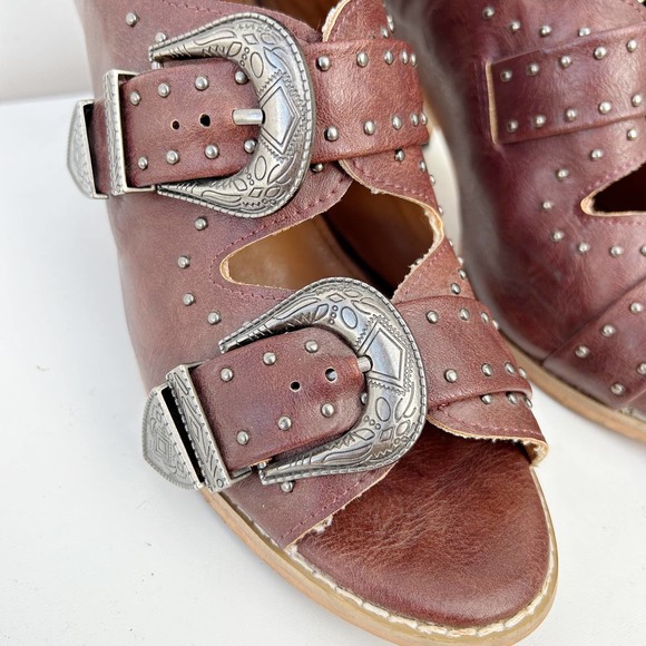 Freebird Violet Lookalikes Belt Buckle Chunky Block Heel Western Booties Size 7 - Picture 3 of 12